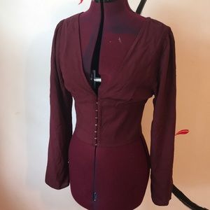 Bell Sleeve Crop Top in Burgundy